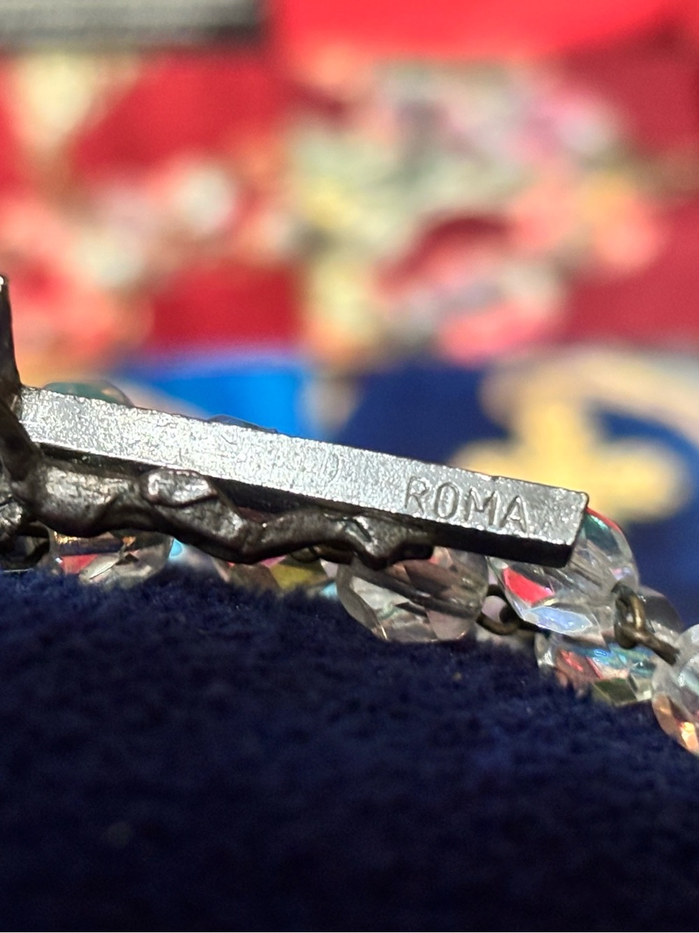 Vintage Aurora Borealis Rosary • Italy ROMA • Mid‑Century Mary Cutout - Picture 2 of 5
